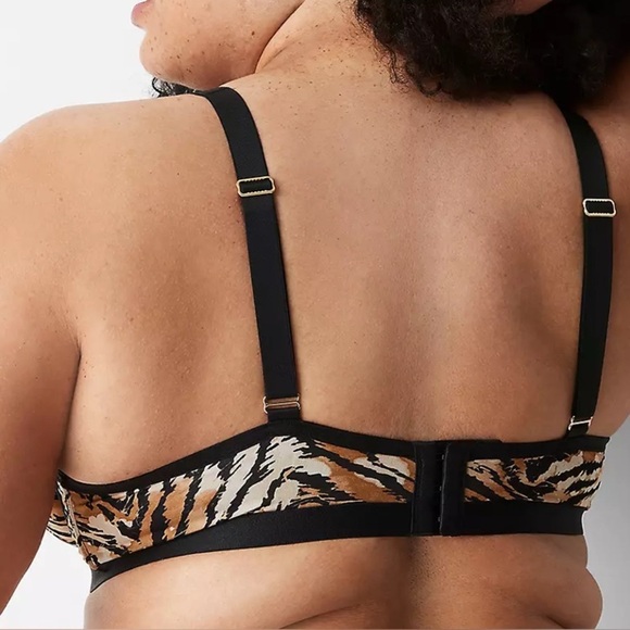 CACIQUE LANE BRYANT TIGER STRIPE UNDERWIRE BRA DEMI UNLINED WOMENS SZ 42DD - Picture 2 of 11